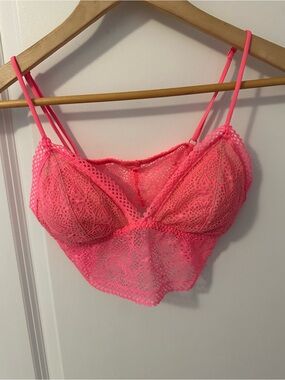 Victoria's Secret Neon Pink Lace Bralette. Removable padding. Medium